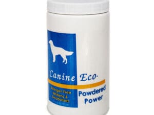 A container of powdered power for dogs.