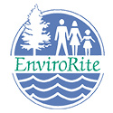 A blue and white logo with the word " enviro rite ".